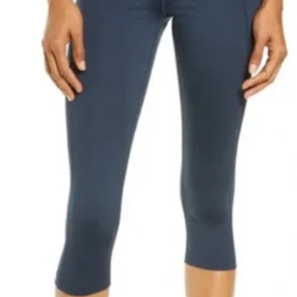 Girlfriend Collective High Waist Capri Leggings Blue Cropped XXS 4012